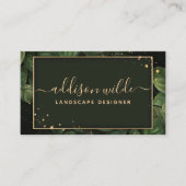 Grüne goldene botanische Blätter Moderne Foliage Visitenkarte (Vorderseite)