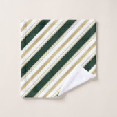 Grüne goldene Diagonalstreifen Streifen Streifen S Badhandtuch Set (Waschlappen)