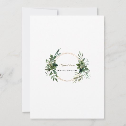 Grüne Goldene Feier zur Beerdigung des Lebens Einladung (Rückseite)