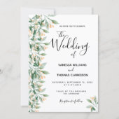 Grüne goldene Hochzeit mit botanischem Blumen Einladung (Vorderseite)