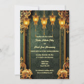 Grüne goldene Indianerelefanten Laternen Blumenges Einladung (Vorderseite)