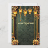 Grüne goldene Indianerelefanten Laternen Blumenges Einladung (Rückseite)