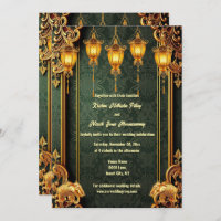 Grüne goldene Indianerelefanten Laternen Blumenges