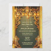 Grüne goldene Indianerelfanten Laternen Hindi Hind Einladung (Vorderseite)