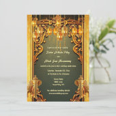 Grüne goldene Indianerelfanten Laternen Hindi Hind Einladung (Stehend Vorderseite)