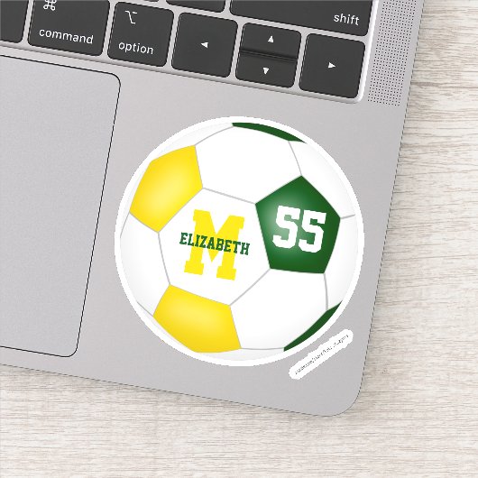 Grüne goldene Mannschaft färbt Jungs Fußball Aufkleber (Detail)