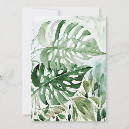 Grüne goldene Monstera tropisches Babysprinkle Einladung (Rückseite)