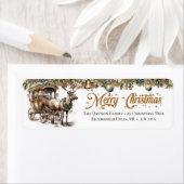 Grüne goldene Rentier und Kutsche in Erdtönen (Insitu)