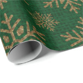 Grüne Goldene Schneeflocken Rustikaler Hintergrund Geschenkpapier (Rolleneckpunkt)