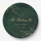 Grüne goldene Smaragdfarbene verzauberte Hochzeit Pappteller (Vorderseite)