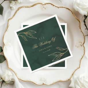Grüne goldene Smaragdfarbene verzauberte Hochzeit Serviette