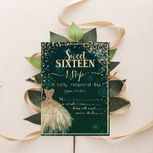 Grüne Goldene Tiara, Diamanten Sweet 16 RSVP Einladung