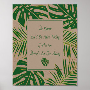 Grüne, goldene tropische Blätter Hochzeitsschild Poster