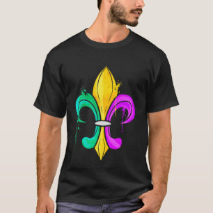 Grüne goldene und Lila Lilie für Mardi Gra T-Shirt
