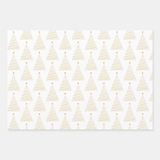Grüne, goldene und schwarze Linie Weihnachtsbaumen Geschenkpapier Set (Vorderseite 2)
