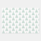 Grüne, goldene und schwarze Linie Weihnachtsbaumen Geschenkpapier Set (Vorderseite)