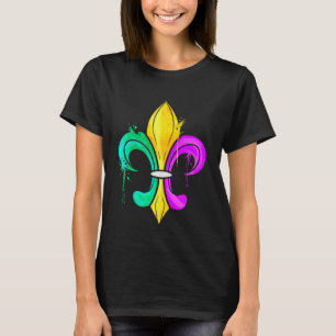 Grüne goldene und violette Fleur de Lis für Mardi  T-Shirt