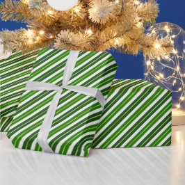 Grüne, goldene und weiße Weihnachtsstreifen Geschenkpapier