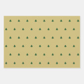 Grüne/goldene Weihnachtsbaume Einfaches Ikonisches Geschenkpapier Set (Vorderseite)
