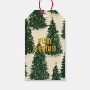 Grüne Goldene Weihnachtsbäume Geschenkanhänger