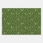 Grüne goldene Weihnachtsbäume und Schnee Geschenkpapier Set (Vorderseite 3)