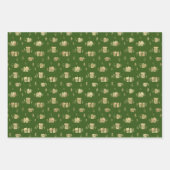 Grüne goldene Weihnachtsbäume und Schnee Geschenkpapier Set (Vorderseite 2)