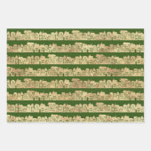 Grüne goldene Weihnachtsbäume und Schnee Geschenkpapier Set (Vorderseite)