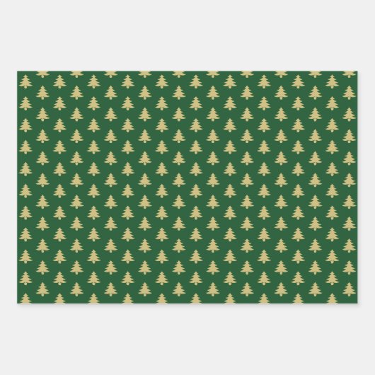 Grüne/goldene Weihnachtsbaummuster Geschenkpapier Set (Vorderseite 3)