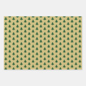 Grüne/goldene Weihnachtsbaummuster Geschenkpapier Set (Vorderseite)