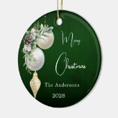 Grüne goldene weiße Bauern Weihnachten Keramik Ornament (Links)