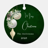 Grüne goldene weiße Bauern Weihnachten Ornament Aus Metall (Rückseite)