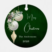 Grüne goldene weiße Bauern Weihnachten Ornament Aus Metall (Vorderseite)