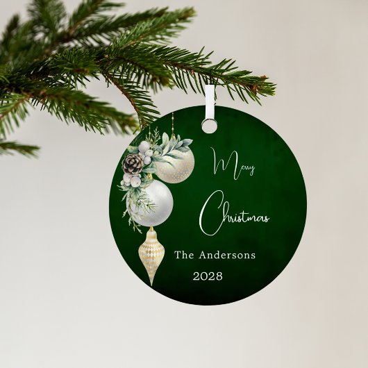Grüne goldene weiße Bauern Weihnachten Ornament Aus Metall