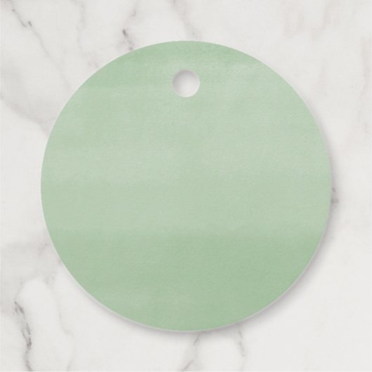 Grüne goldfarbene Babydusche Geschenkanhänger (Rückseite)