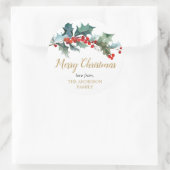 Grüne goldfarbene Weihnachtszeit Runder Aufkleber (Tasche)