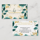 Grüne Goldflorfarben-Monogramm Visitenkarte (Vorne/Hinten)