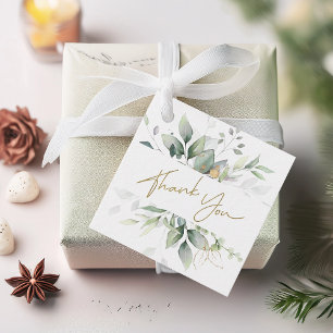 Grüne Goldfolie Eukalyptus Dankeschön Geschenkanhänger