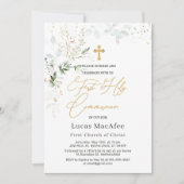 Grüne Goldfolienkreuz erste Kommune Einladung (Vorderseite)