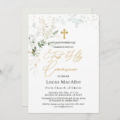 Grüne Goldfolienkreuz erste Kommune Einladung (Vorne/Hinten)