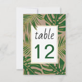 Grüne, goldgelbe tropische Blätter Hochzeitsfeier Einladung (Vorderseite)