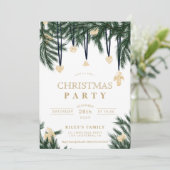 Grüne Goldkiefer-Filialen Glitzer Einladung (Stehend Vorderseite)