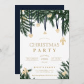 Grüne Goldkiefer-Filialen Glitzer Einladung (Vorne/Hinten)