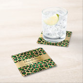 Grüne Goldleoparden Rechteckiger Pappuntersetzer (Vor Ort)