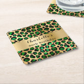 Grüne Goldleoparden Rechteckiger Pappuntersetzer (angewinkelt)
