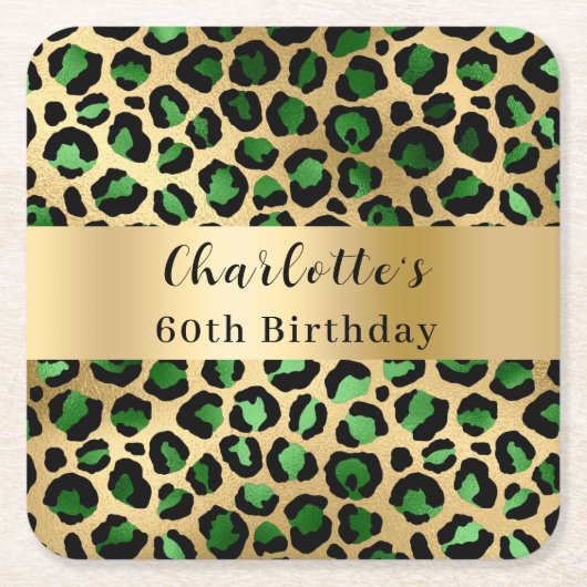 Grüne Goldleoparden Rechteckiger Pappuntersetzer (Vorderseite)