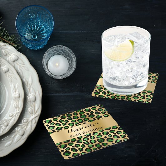 Grüne Goldleoparden Rechteckiger Pappuntersetzer