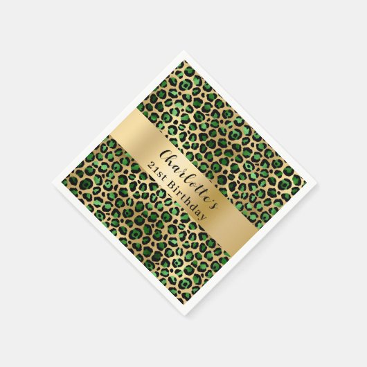 Grüne Goldleoparden Serviette (Ecke)