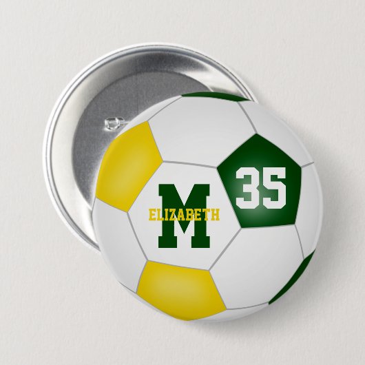 Grüne Goldmädchen Jungs Fußball-Mannschaft Farben Button (Vorne & Hinten)