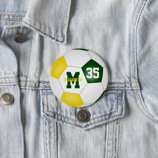 Grüne Goldmädchen Jungs Fußball-Mannschaft Farben Button (Beispiel)