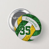 Grüne Goldmädchen Volleyballmannschaft Button (Vorne & Hinten)